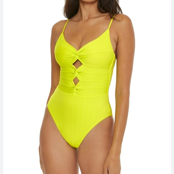 BECCA Other - Becca Prima Camille Neon Swimsuit One Piece Size S/P Petite Twist Front V-Neck